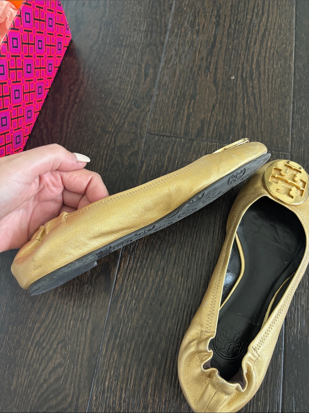 Tory Burch Gold Ballet Flats - Picture 3 of 11
